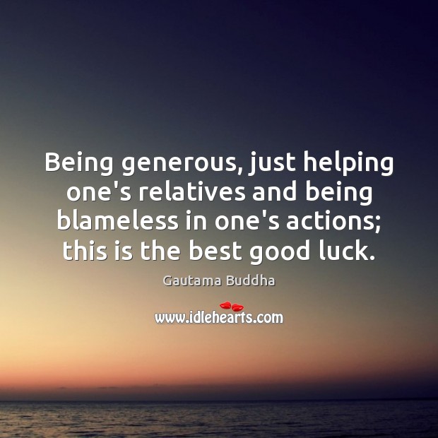 Being generous, just helping one’s relatives and being blameless in one’s actions; Image