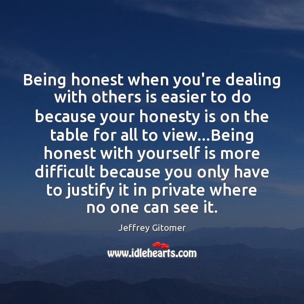 Being honest when you’re dealing with others is easier to do because Jeffrey Gitomer Picture Quote