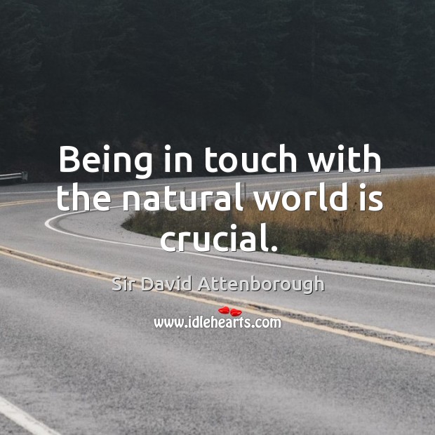 Being in touch with the natural world is crucial. Sir David Attenborough Picture Quote