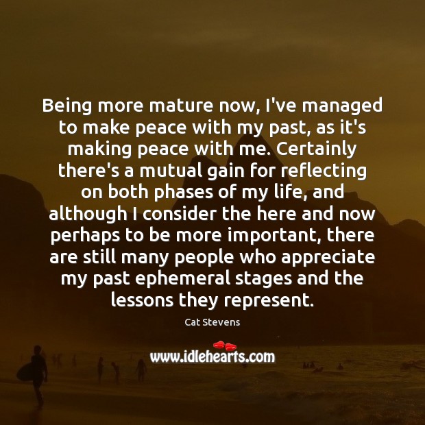 Being more mature now, I’ve managed to make peace with my past, Image
