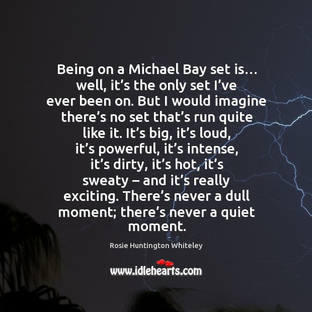 Being on a michael bay set is… well, it’s the only set I’ve ever been on. Rosie Huntington Whiteley Picture Quote