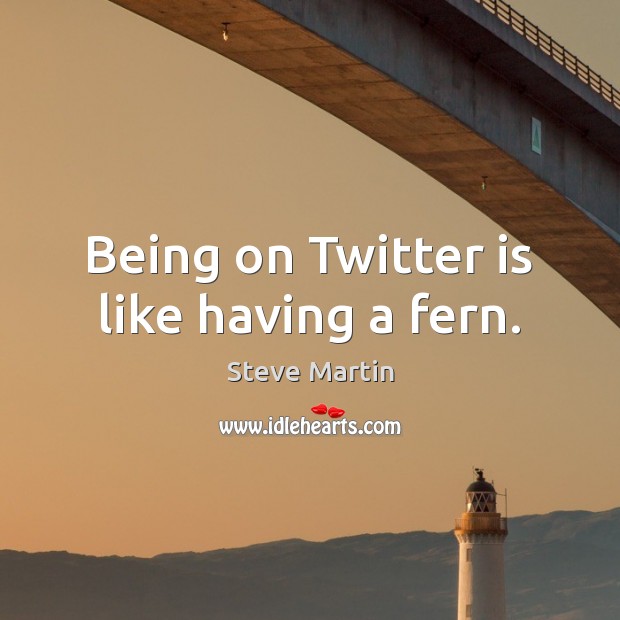 Being on Twitter is like having a fern. Steve Martin Picture Quote