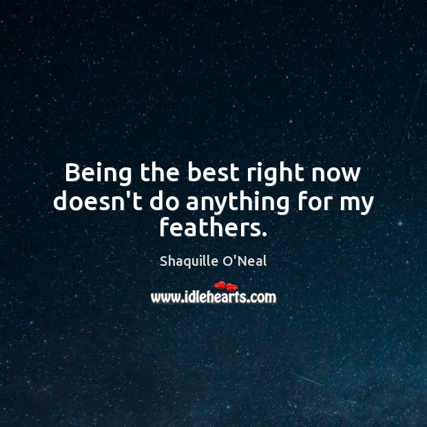 Being the best right now doesn’t do anything for my feathers. Shaquille O’Neal Picture Quote