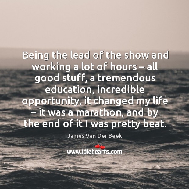 Being the lead of the show and working a lot of hours – all good stuff, a tremendous James Van Der Beek Picture Quote