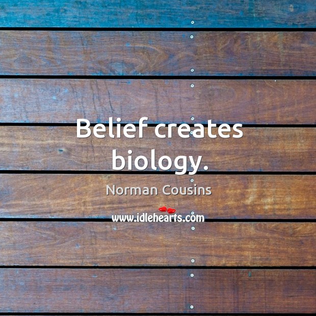 Belief creates biology. Norman Cousins Picture Quote