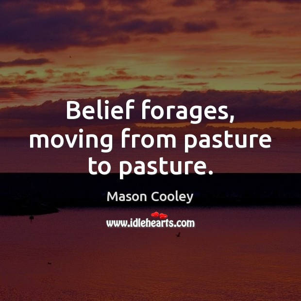 Belief forages, moving from pasture to pasture. Image