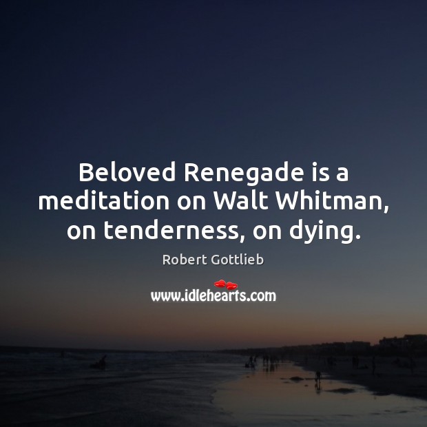 Beloved Renegade is a meditation on Walt Whitman, on tenderness, on dying. Robert Gottlieb Picture Quote