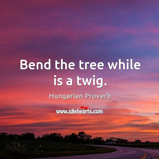 Bend the tree while is a twig. Image