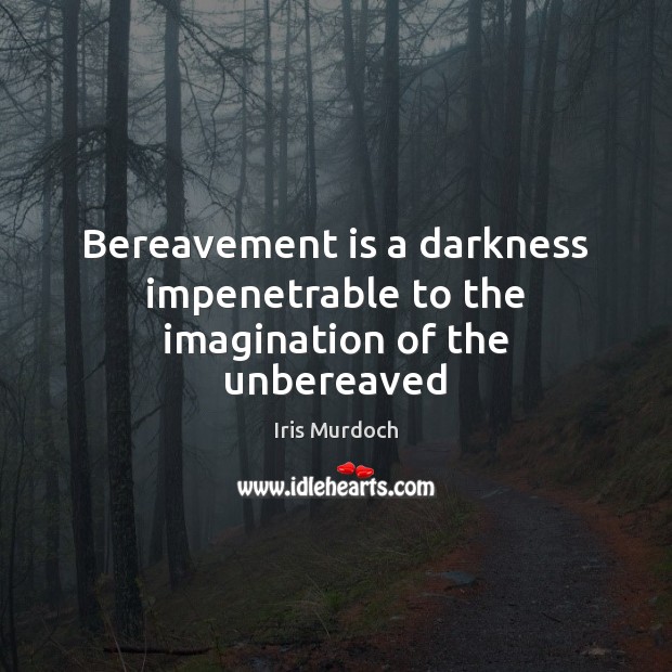 Bereavement is a darkness impenetrable to the imagination of the unbereaved Iris Murdoch Picture Quote