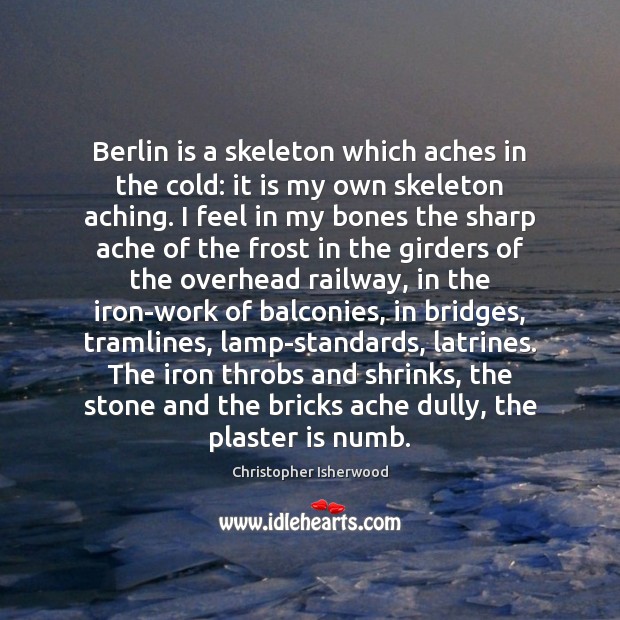 Berlin is a skeleton which aches in the cold: it is my Christopher Isherwood Picture Quote