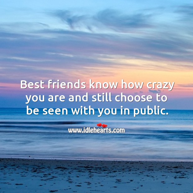 Best friends know how crazy you are and still choose to be seen with you in public. Best Friend Quotes Image