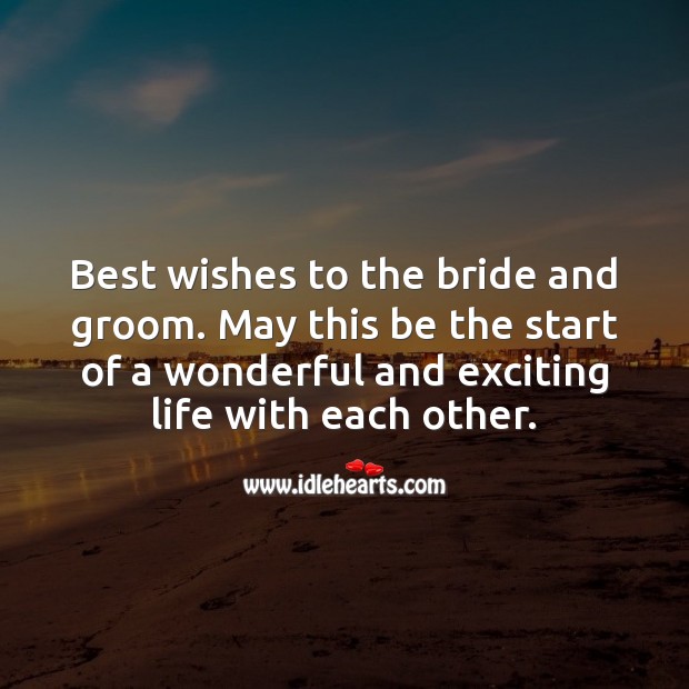 Best wishes to the bride and groom. Wedding Card Wishes Image