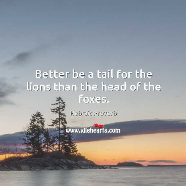 Better be a tail for the lions than the head of the foxes. Image