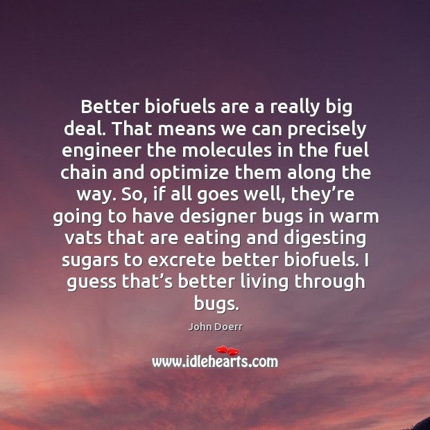 Better biofuels are a really big deal. That means we can precisely engineer the molecules John Doerr Picture Quote