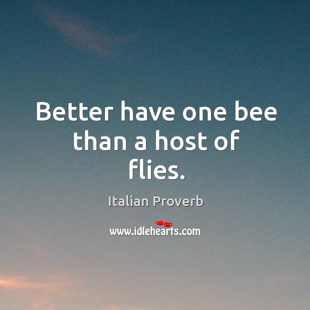 Better have one bee than a host of flies. Image