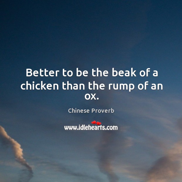 Better to be the beak of a chicken than the rump of an ox. Image