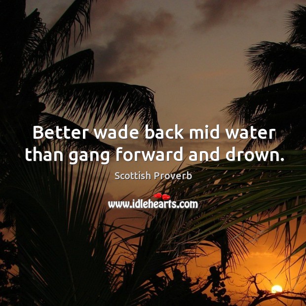 Better wade back mid water than gang forward and drown. Scottish Proverbs Image