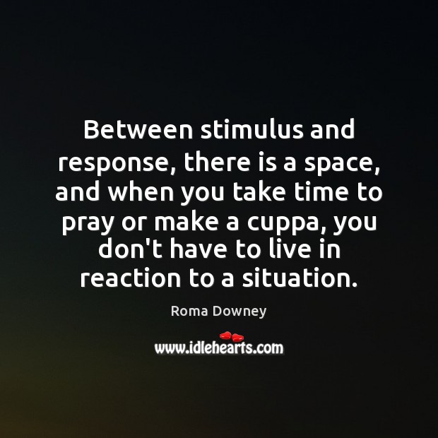 Between stimulus and response, there is a space, and when you take Roma Downey Picture Quote