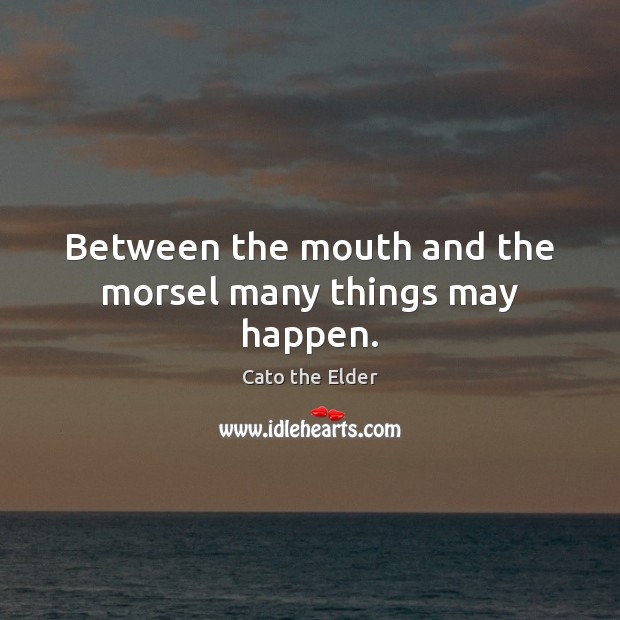Between the mouth and the morsel many things may happen. Cato the Elder Picture Quote