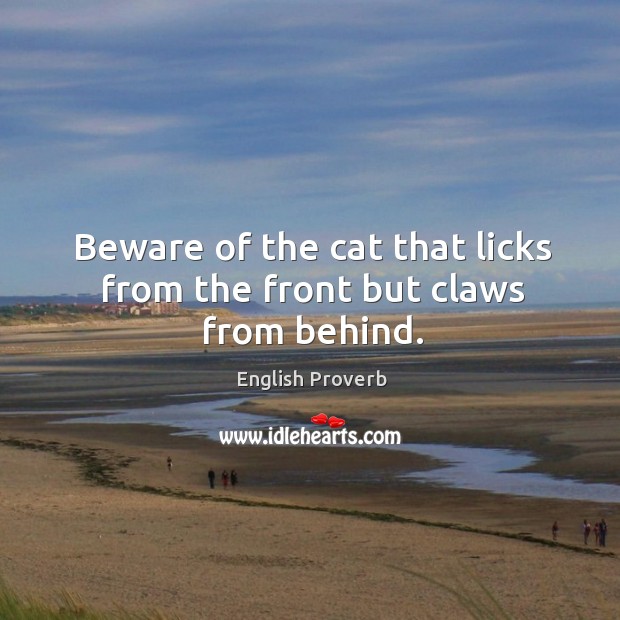 Beware of the cat that licks from the front but claws from behind. Image