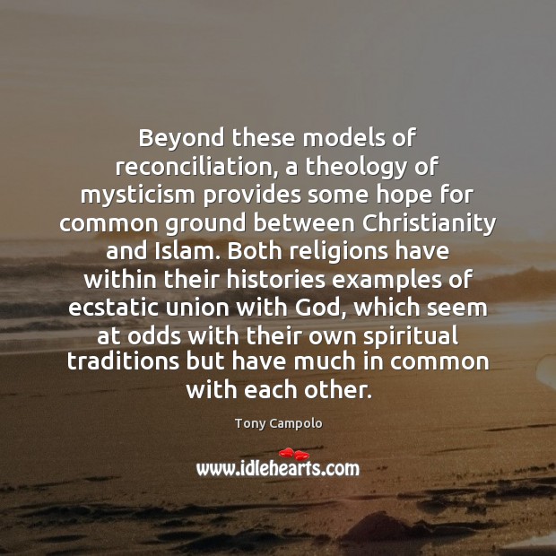 Beyond these models of reconciliation, a theology of mysticism provides some hope Tony Campolo Picture Quote