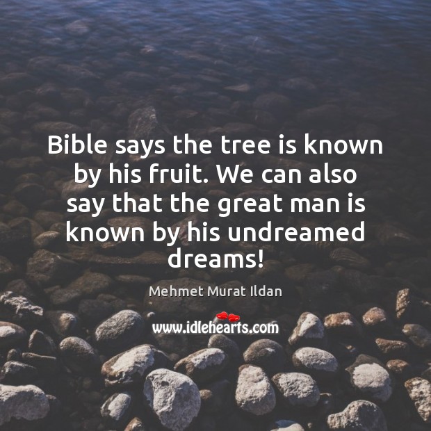 Bible says the tree is known by his fruit. We can also Image