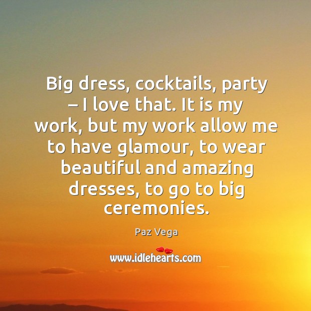 Big dress, cocktails, party – I love that. It is my work, but my work allow me to have Image