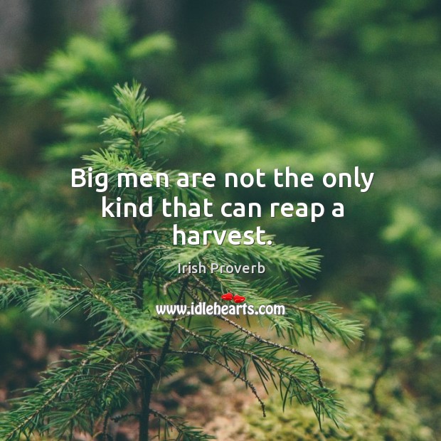 Big men are not the only kind that can reap a harvest. Image