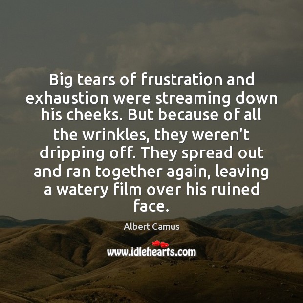 Big tears of frustration and exhaustion were streaming down his cheeks. But Albert Camus Picture Quote