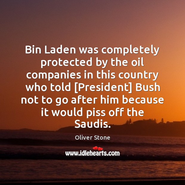 Bin Laden was completely protected by the oil companies in this country Image