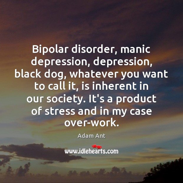 Bipolar disorder, manic depression, depression, black dog, whatever you want to call Adam Ant Picture Quote