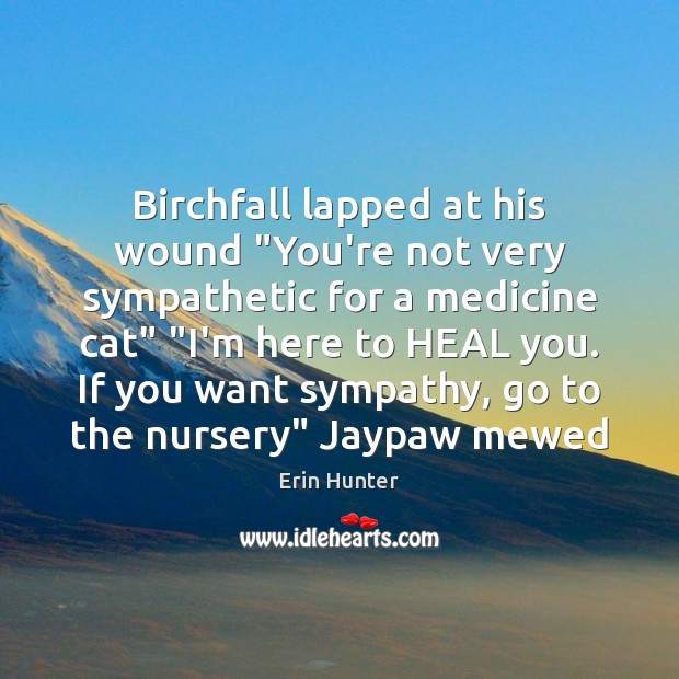 Birchfall lapped at his wound “You’re not very sympathetic for a medicine Heal Quotes Image