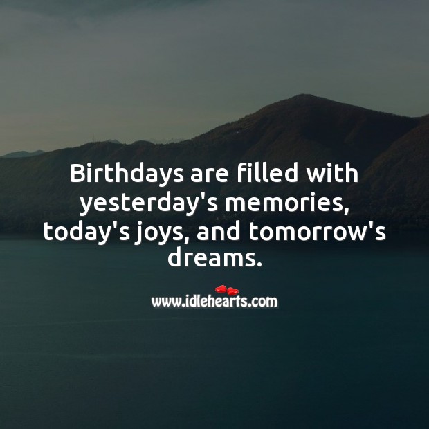 Birthdays are filled with yesterday’s memories, today’s joys, and tomorrow’s dreams. Inspirational Birthday Messages Image