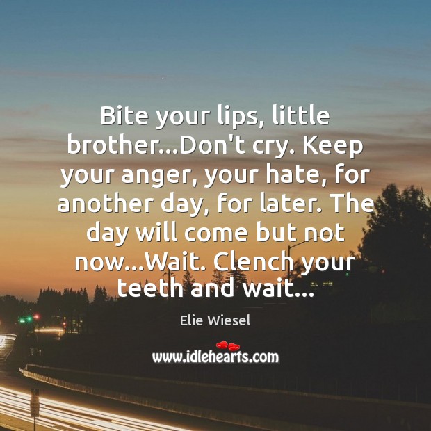 Bite your lips, little brother…Don’t cry. Keep your anger, your hate, Image