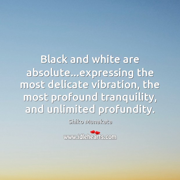 Black and white are absolute…expressing the most delicate vibration, the most 
