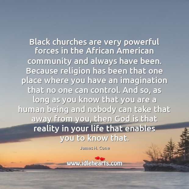 Black churches are very powerful forces in the African American community and James H. Cone Picture Quote