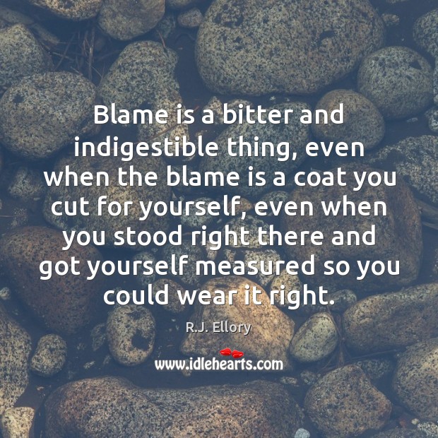 Blame is a bitter and indigestible thing, even when the blame is R.J. Ellory Picture Quote