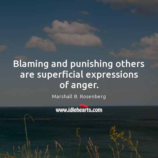 Blaming and punishing others are superficial expressions of anger. Image