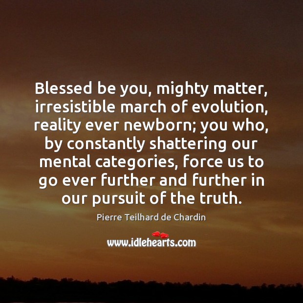 Blessed be you, mighty matter, irresistible march of evolution, reality ever newborn; Be You Quotes Image