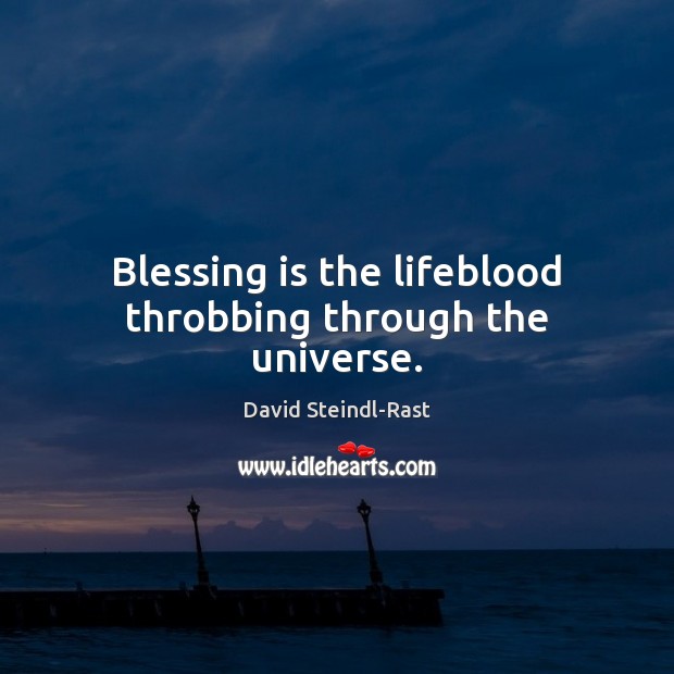 Blessing is the lifeblood throbbing through the universe. David Steindl-Rast Picture Quote