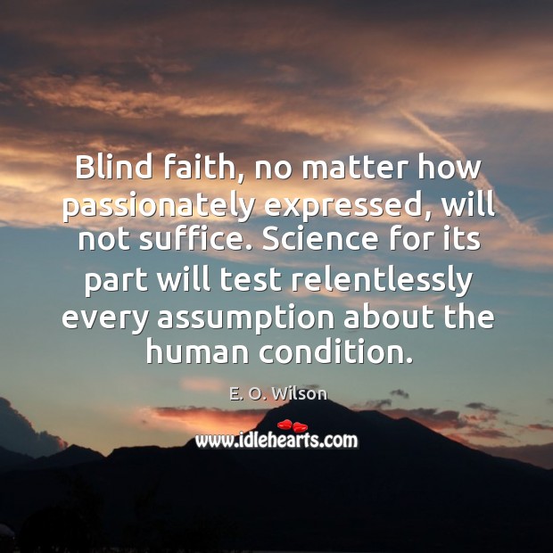 Blind faith, no matter how passionately expressed, will not suffice. Image