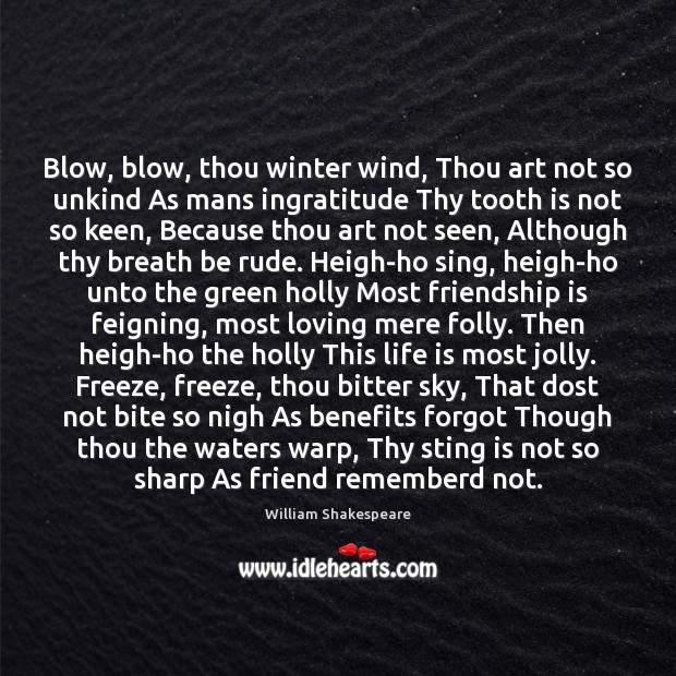 Blow, blow, thou winter wind, Thou art not so unkind As mans Image