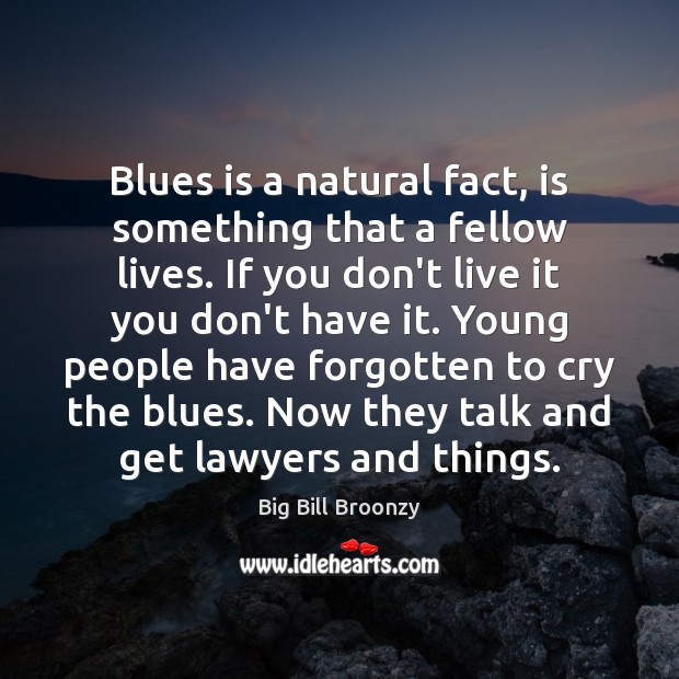 Blues is a natural fact, is something that a fellow lives. If Big Bill Broonzy Picture Quote