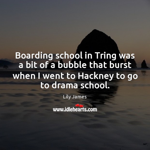 Boarding school in Tring was a bit of a bubble that burst Lily James Picture Quote