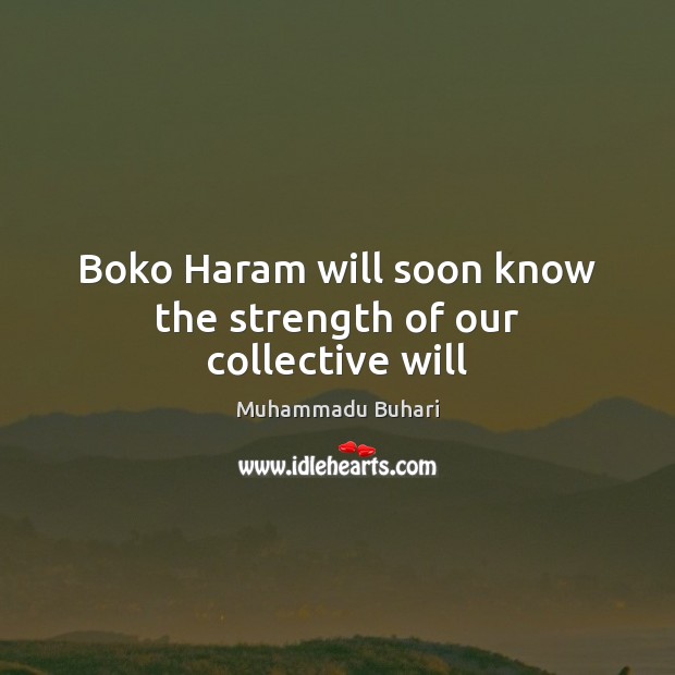 Boko Haram will soon know the strength of our collective will Image