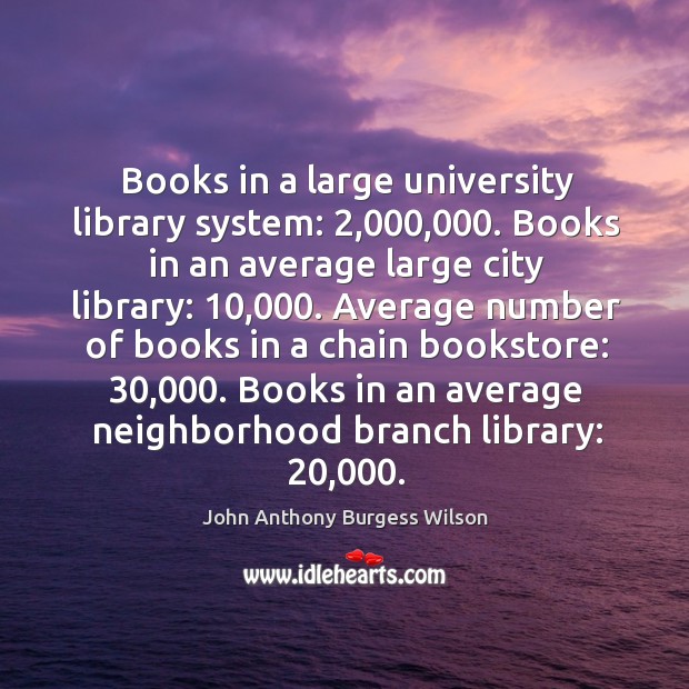 Books in an average neighborhood branch library: 20,000. John Anthony Burgess Wilson Picture Quote