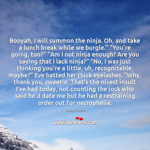 Booyah, I will summon the ninja. Oh, and take a lunch break Insult Quotes Image