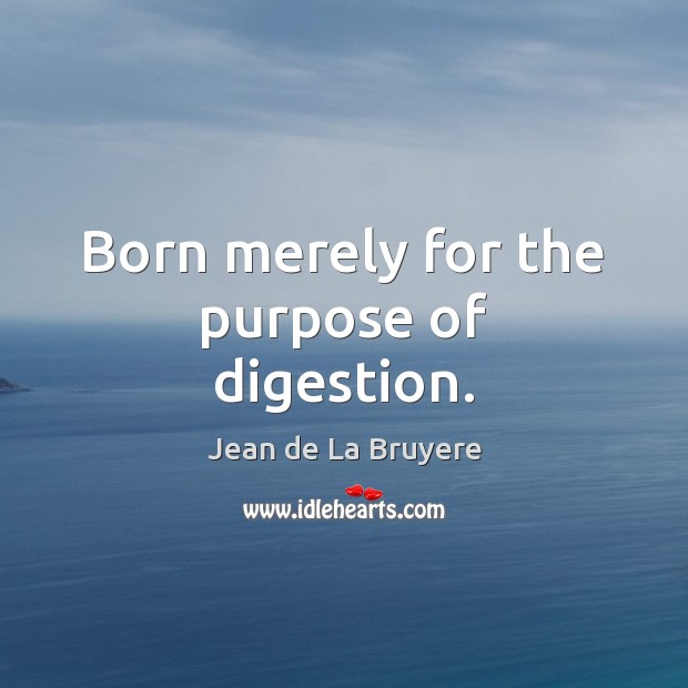 Born merely for the purpose of digestion. Jean de La Bruyere Picture Quote