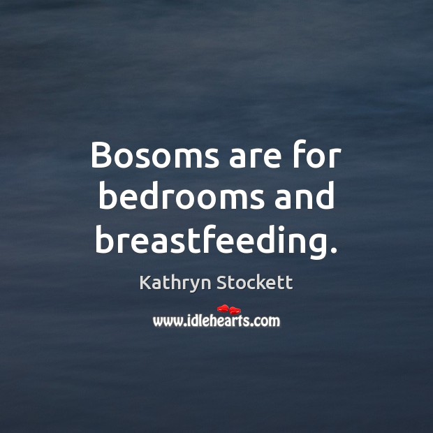 Bosoms are for bedrooms and breastfeeding. Kathryn Stockett Picture Quote