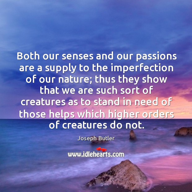 Both our senses and our passions are a supply to the imperfection of our nature; Image
